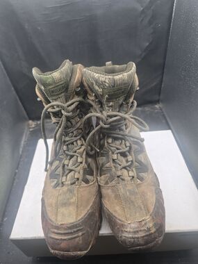 Wolverine Olive Green and Brown Mesh-Tongue Work Boots
